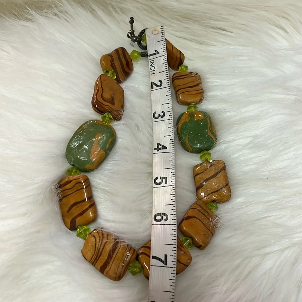Brown & Green Handmade Boho ONE OF A KIND Handmade Necklace